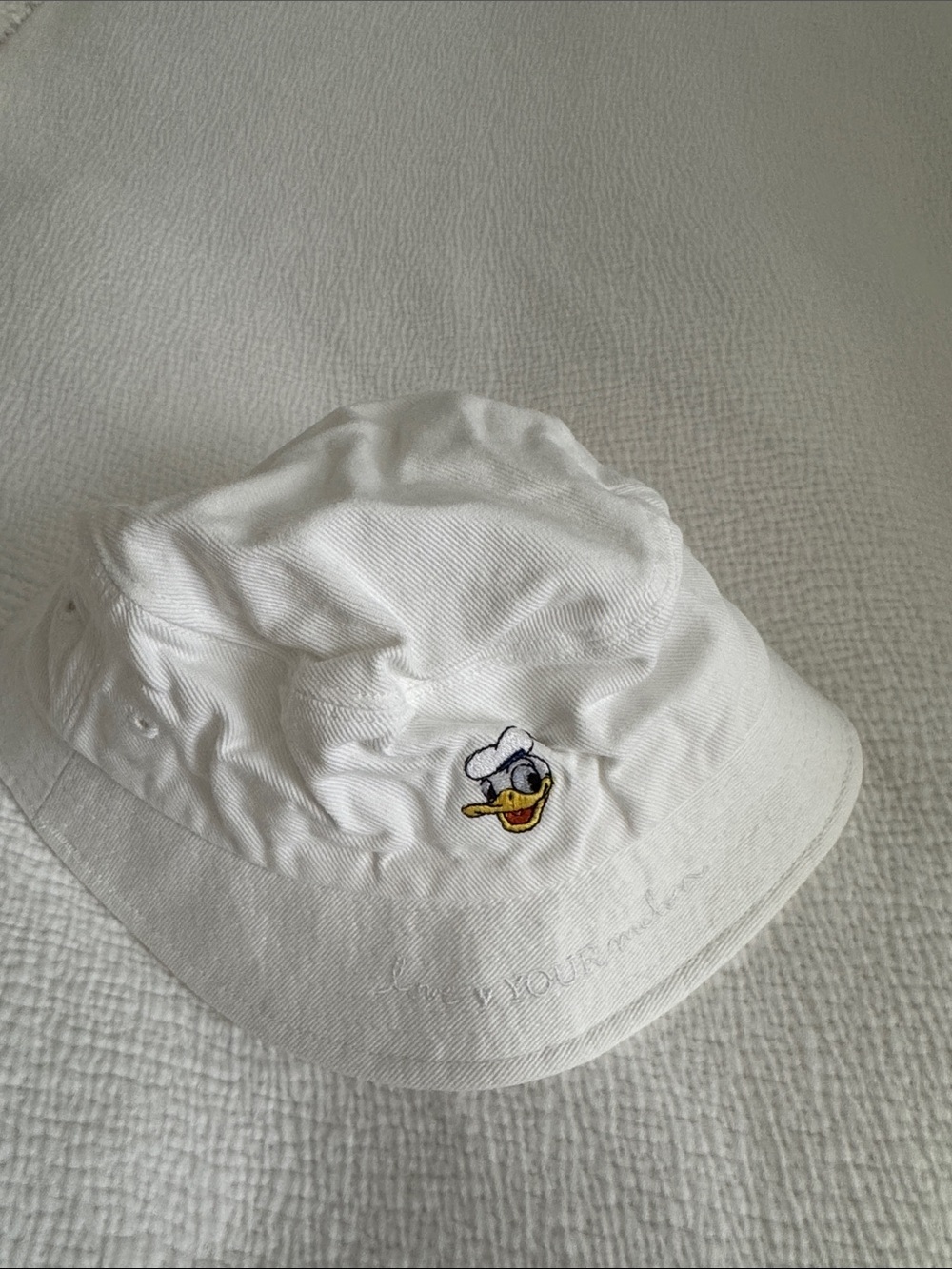 Love Your Melon White Bucket Hat with Embroidered Donald Duck